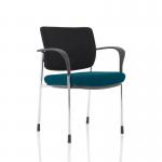 Brunswick Deluxe Black Fabric Back Chrome Frame Bespoke Colour Seat Maringa Teal With Arms KCUP1566