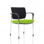 Brunswick Deluxe With Arms Chrome Frame Black Fabric Back Bespoke Colour Seat Myrrh Green KCUP1567