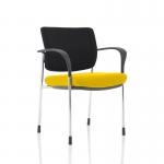 Brunswick Deluxe Black Fabric Back Chrome Frame Bespoke Colour Seat Senna Yellow With Arms KCUP1568