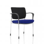 Brunswick Deluxe Black Fabric Back Chrome Frame Bespoke Colour Seat Stevia Blue With Arms KCUP1569