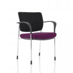 Brunswick Deluxe Black Fabric Back Chrome Frame Bespoke Colour Seat Tansy Purple With Arms KCUP1571