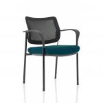 Brunswick Deluxe With Arms Black Frame Mesh Back Bespoke Colour Seat Maringa Teal KCUP1590