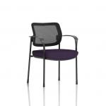 A sleek and modern black mesh back office chair with vibrant tansy purple seat, featuring dynamic armrests, for a comfortable and stylish workspace. Perfect for any professional setting.