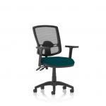 This photograph captures the sleek and modern design of the Eclipse Plus II Lever Task Operator Chair. Its dynamic mesh back and adjustable arms provide ultimate comfort and support, while the bespoke color of the seat adds a pop of vibrant Maringa Teal to any office space.