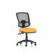 This photograph features a set of dynamic mesh back chairs, specifically the Eclipse Plus II Lever Task Operator Chair Deluxe Mesh Back in a bold and vibrant Senna Yellow color. The chairs have a sleek and modern design, perfect for any office space.