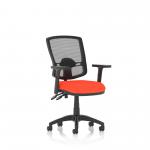 Eclipse Plus II Lever Task Operator Chair Mesh Back Deluxe With Bespoke Colour Seat in Tabasco Orange With Height Adjustable Arms KCUP1617