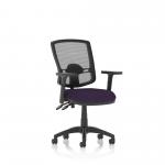 Eclipse Plus II Lever Task Operator Chair Mesh Back Deluxe With Bespoke Colour Seat in Tansy Purple With Height Adjustable Arms KCUP1619
