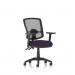 The photo shows a sleek and modern Dynamic Mesh Back Chair, the Eclipse Plus II Lever Task Operator Chair. With a deluxe mesh back and height adjustable arms, this chair offers comfortable support. The bespoke seat is a vibrant Tansy Purple.