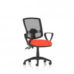 Eclipse Plus II Lever Task Operator Chair Mesh Back Deluxe With Bespoke Colour Seat With loop Arms in Tabasco Orange KCUP1626