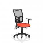Eclipse Plus III Lever Task Operator Chair Mesh Back With Bespoke Colour Seat In Tabasco Orange With Height Adjustable Arms KCUP1655
