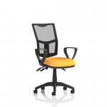 Eclipse Plus III Lever Task Operator Chair Mesh Back With Bespoke Colour Seat With Loop Arms In Senna Yellow KCUP1664