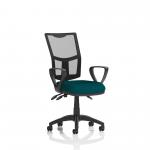 Eclipse Plus III Lever Task Operator Chair Mesh Back With Bespoke Colour Seat With Loop Arms In Maringa Teal KCUP1666