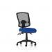 The image shows a sleek and modern task operator chair with a dynamic mesh back in the eclipse plus III design. It features a deluxe mesh back and a bespoke color seat in a striking and refreshing shade of Stevia Blue.