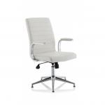 In this photo, the stunning white leather of the Ezra Executive chairs catches the eye. The sleek and modern design is accentuated by the glides, allowing for smooth movement. These dynamic chairs exude sophistication and professionalism, making them a perfect fit for any executive office.