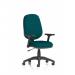 In the photo, the Dynamic General Desk Chairs Eclipse Plus I Lever Task Operator Chair is shown in a stunning Maringa Teal color. The chair features adjustable height, folding arms, and a bespoke colored back and seat. It is a sleek and modern addition to any office space.