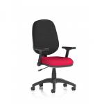 The Dynamic General Desk Chairs Eclipse Plus I Lever Task Operator Chair is a modern and versatile office chair with height adjustable and folding arms. The bespoke color seat in bergamot cherry adds a touch of sophistication to any workplace.
