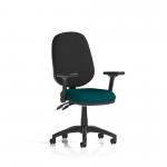Eclipse Plus II Lever Task Operator Chair Bespoke Colour Seat Maringa Teal With Height Adjustable And Folding Arms KCUP1734