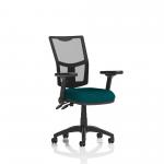 Eclipse Plus II Lever Task Operator Chair Mesh Back With Bespoke Colour Seat in Maringa Teal With Height Adjustable And Folding Arms KCUP1742