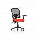 Eclipse Plus II Lever Task Operator Chair Deluxe Mesh Back With Bespoke Colour Seat in Tabasco Orange With Height Adjustable And Folding Arms KCUP1754