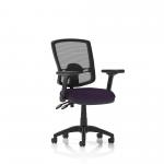 Eclipse Plus II Lever Task Operator Chair Deluxe Mesh Back With Bespoke Colour Seat in Tansy Purple With Height Adjustable And Folding Arms KCUP1755
