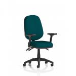 Eclipse Plus III Lever Task Operator Chair With Height Adjustable And Folding Arms Bespoke Colour Back And Seat Maringa Teal KCUP1758