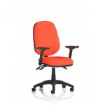 Eclipse Plus III Lever Task Operator Chair With Height Adjustable And Folding Arms Bespoke Colour Back And Seat Tabasco Orange KCUP1762