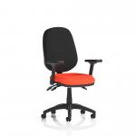 Eclipse Plus III Lever Task Operator Chair Bespoke Colour Seat Tabasco Orange With Height Adjustable And Folding Arms KCUP1770