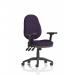 The vibrant Tansy Purple Eclipse Plus XL Lever Task Operator Chair features a sleek design and adjustable height and folding arms for ultimate comfort. The bespoke color back and seat add a touch of personality to any dynamic general desk space.