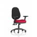 This image features a sleek and modern office chair, the Eclipse Plus XL Lever Task Operator Chair. The chair boasts height adjustable and folding arms, with a bespoke colour seat in a vibrant bergamot cherry hue. Perfect for any dynamic and professional workspace.