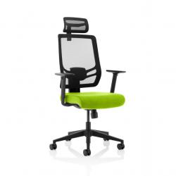 Ergo Twist Mesh Back Ergonomic Task Operator Office Chair With Height Adjustable Arms With Headrest Bespoke Colour Seat Myrrh Green KCUP1885
