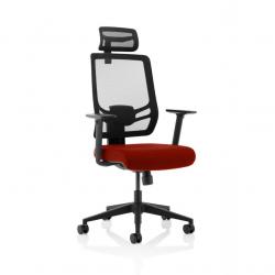 Ergo Twist Mesh Back Ergonomic Task Operator Office Chair With Height Adjustable Arms With Headrest Bespoke Colour Seat Ginseng Chilli KCUP1889