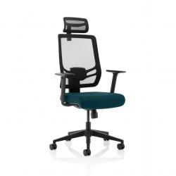 Ergo Twist Mesh Back Ergonomic Task Operator Office Chair With Height Adjustable Arms With Headrest Bespoke Colour Seat Maringa Teal KCUP1890