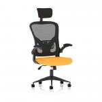 Ace Executive Bespoke Fabric Seat Senna Yellow Mesh Chair With Folding Arms KCUP2004