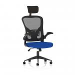 Ace Executive Bespoke Fabric Seat Stevia Blue Mesh Chair With Folding Arms KCUP2005
