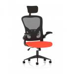 Ace Executive Mesh Chair With Folding Arms Bespoke Colour Seat Tabasco Orange KCUP2006