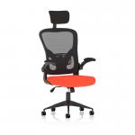 Ace Executive Bespoke Fabric Seat Tabasco Orange Mesh Chair With Folding Arms KCUP2006