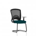 Astro Visitor Bespoke Fabric Seat Maringa Teal Cantilever Leg Mesh Chair KCUP2010
