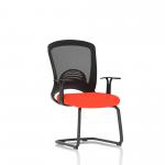 Astro Visitor Bespoke Fabric Seat Tabasco Orange Cantilever Leg Mesh Chair KCUP2014