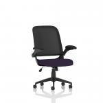 Crew Task Operator Bespoke Fabric Seat Tansy Purple Mesh Chair With Folding Arms KCUP2023