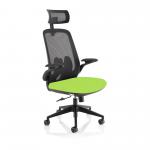 Sigma Executive Bespoke Fabric Seat Myrrh Green Mesh Chair With Folding Arms KCUP2027
