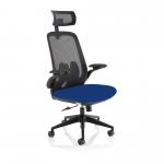 Sigma Executive Bespoke Fabric Seat Stevia Blue Mesh Chair With Folding Arms KCUP2029
