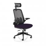 Sigma Executive Bespoke Fabric Seat Tansy Purple Mesh Chair With Folding Arms KCUP2031