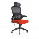 Iris Task Operator Black Mesh Back Bespoke Colour Seat Tabasco Orange KCUP2035