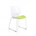 Florence Sled White Frame Visitor Chair Bespoke Colour Myrrh Green KCUP2044