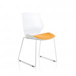 Florence Sled White Frame Bespoke Senna Yellow Fabric Visitor Chair KCUP2045