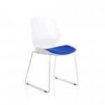 Florence Sled White Frame Bespoke Stevia Blue Fabric Visitor Chair KCUP2046