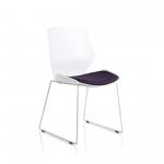 Florence Sled White Frame Bespoke Tansy Purple Fabric Visitor Chair KCUP2048