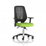 Relay Task Operator Chair Bespoke Colour Black Back Myrrh Green With Height Adjustable Arms KCUP2066
