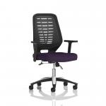 Relay Task Operator Chair Bespoke Colour Black Back Tansy Purple With Height Adjustable Arms KCUP2072