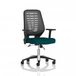 Relay Task Operator Chair Bespoke Colour Silver Back Maringa Teal With Height Adjustable Arms KCUP2079